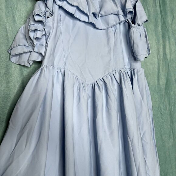 Shein NWT Light Blue Midi Length Ruffle Cottagecore Dress Large - Picture 5 of 5